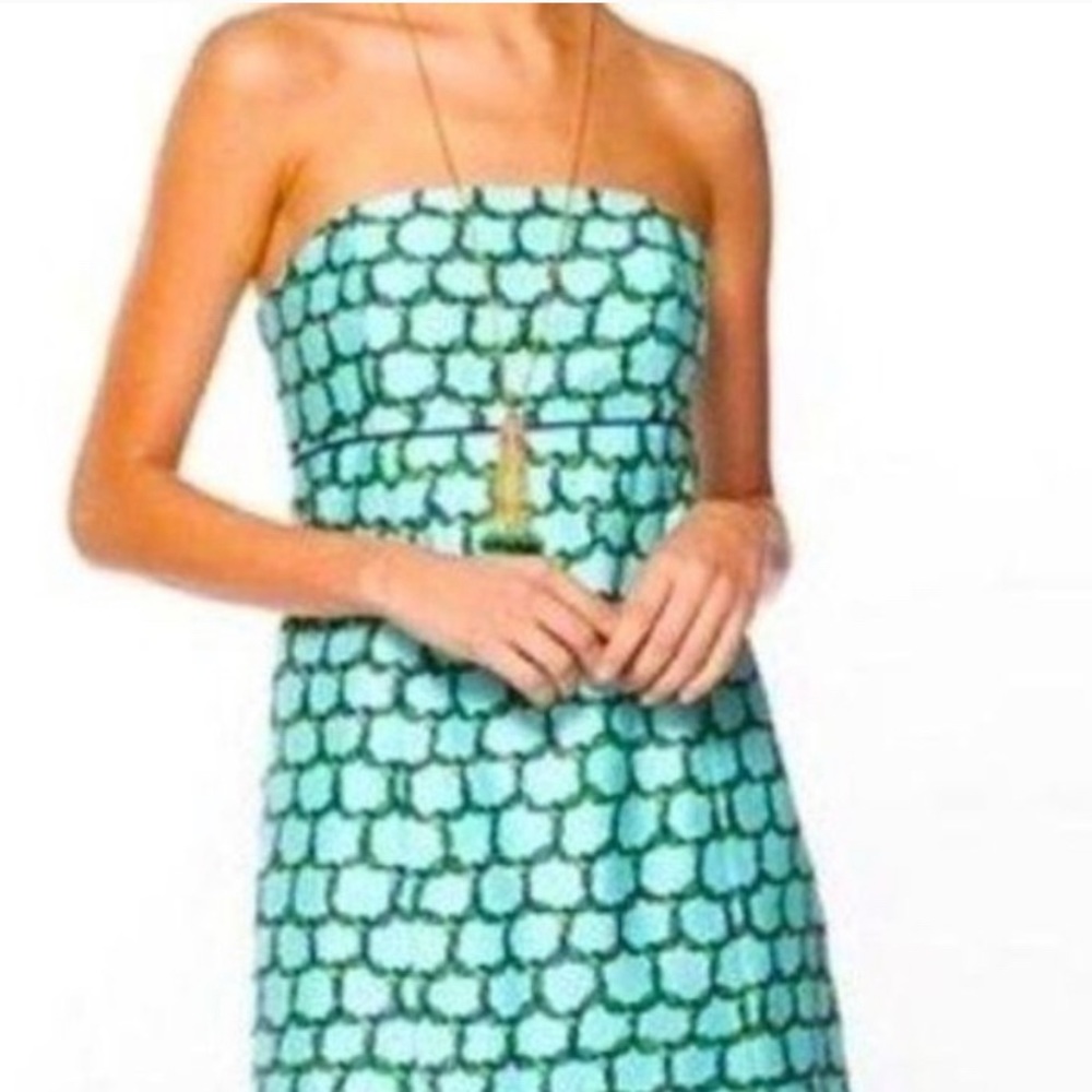 Lilly Pulitzer Blue Chain Strapless Dress 0